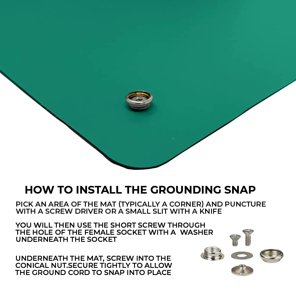 ESD Compliant Mat Workstation Kit - 16"x24"x.060", Wrist Strap Set, Ground Cord, Universal Snap Kit, Easy to Use Outlet Adapter,Computer/Cellphone Repair Kit, Soldering Mat - Green