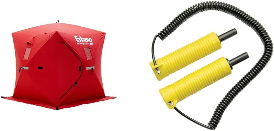 Eskimo Quickfish 69151 2 Pop-up Portable Ice Shelter, 2 Person, Red & Frabill Deluxe Retractable Ice Picks
