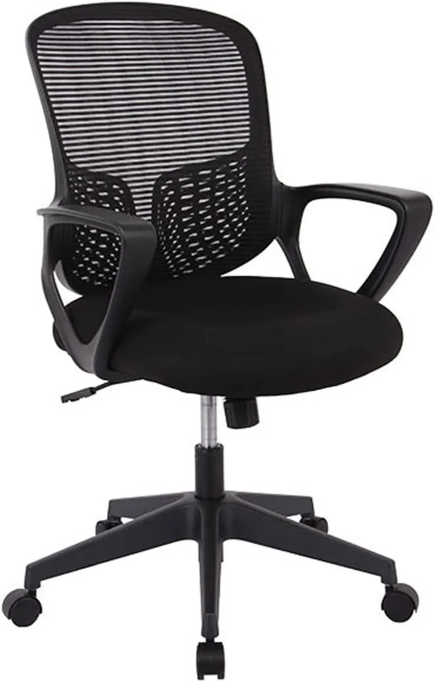 Executive Desk Chair Mid Back Mesh Office Chair Ergonomic Swivel Desk Office Chair with Armrests and Lumbar Support Adjustable Height PC Task Chairs Office Chair (Color : Black)