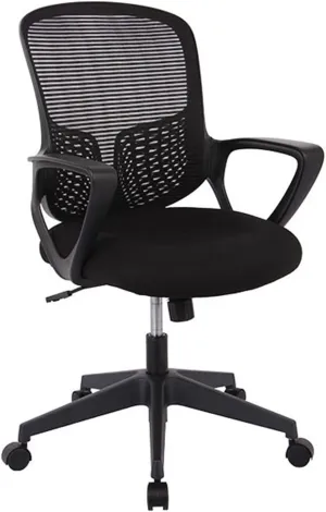 Executive Desk Chair Mid Back Mesh Office Chair Ergonomic Swivel Desk Office Chair with Armrests and Lumbar Support Adjustable Height PC Task Chairs Office Chair (Color : Black)
