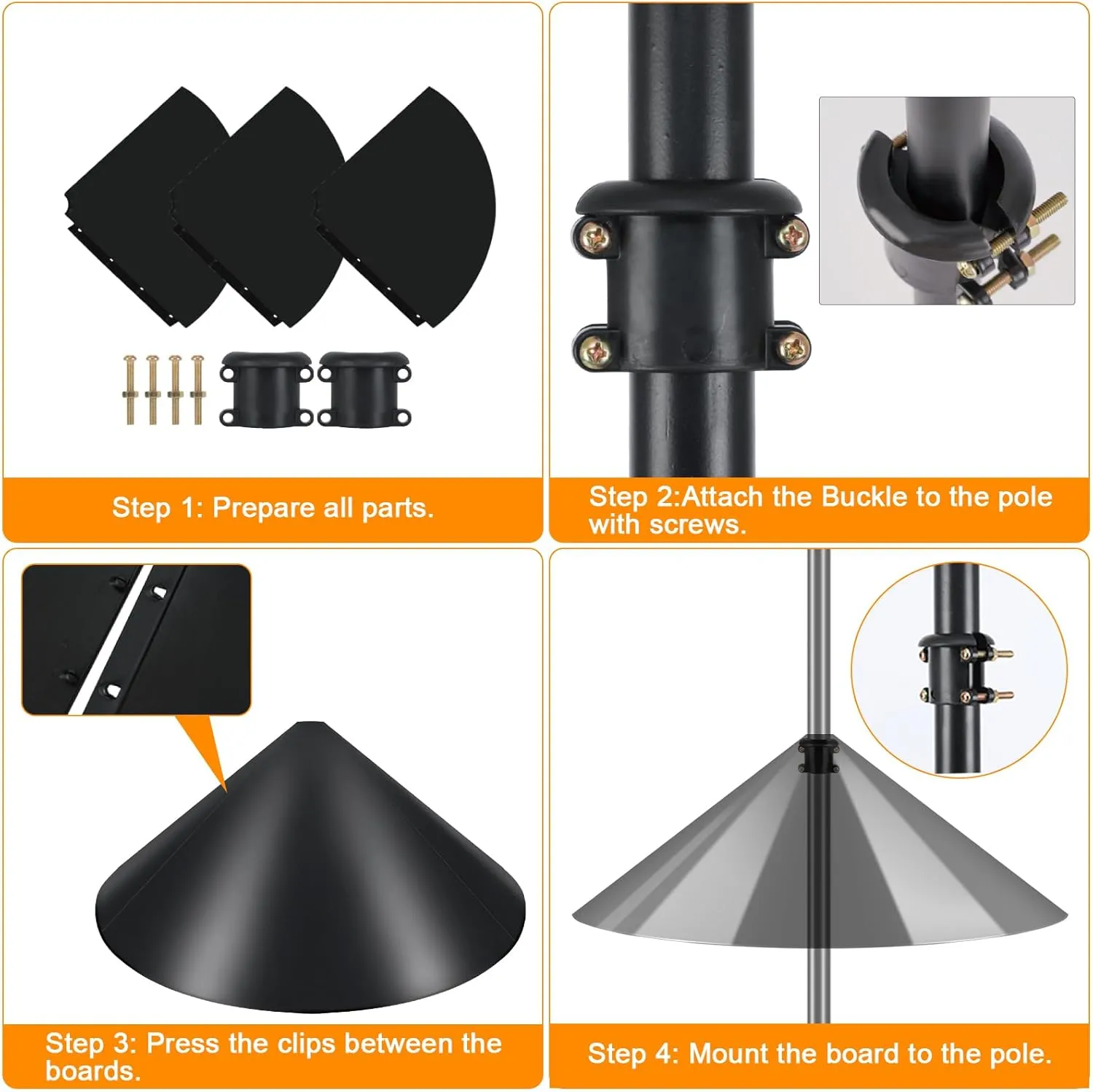 FEED GARDEN 92 Inch Adjustable Shepherd Hook With Squirrel Baffles - Heavy Duty 5-Prong Base Bird Feeder Pole With Four Hooks for Hanging Plant Baskets, Solar Lights, Lanterns