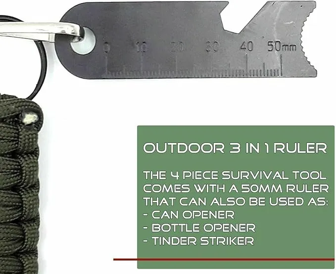 Ferro Fire Starter 4 inch Survival Ferrocerium Drilled Flint Fire Starter, Ferro Rod Kit with Paracord Lanyard Handle, Striker, Cotton Tinder Tab in o-Ring Sealed Carrier Tube and Carry Clip