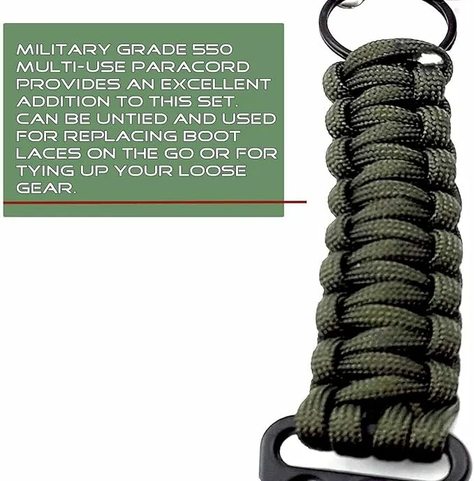 Ferro Fire Starter 4 inch Survival Ferrocerium Drilled Flint Fire Starter, Ferro Rod Kit with Paracord Lanyard Handle, Striker, Cotton Tinder Tab in o-Ring Sealed Carrier Tube and Carry Clip