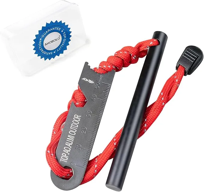 Fire Starter Survival Tool, Ferro Rod Fire Starter Kit & Backpacking Multitool, Fire Steel, Fire Rod