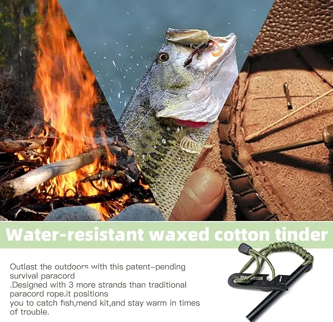 Fire Starter Survival Tool, Ferro Rod Fire Starter Kit & Backpacking Multitool, Fire Steel, Fire Rod