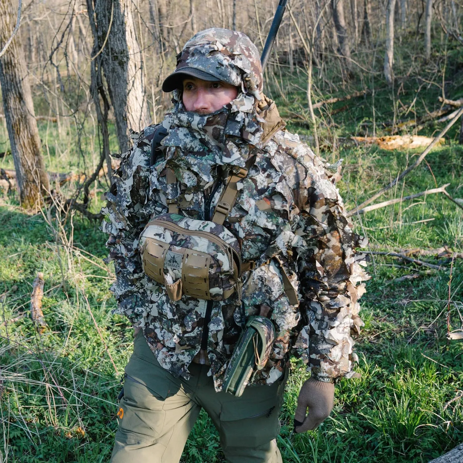 First Lite Men's Phantom Leafy Suit Top - Ultralight Mesh Camo Hunting Jacket