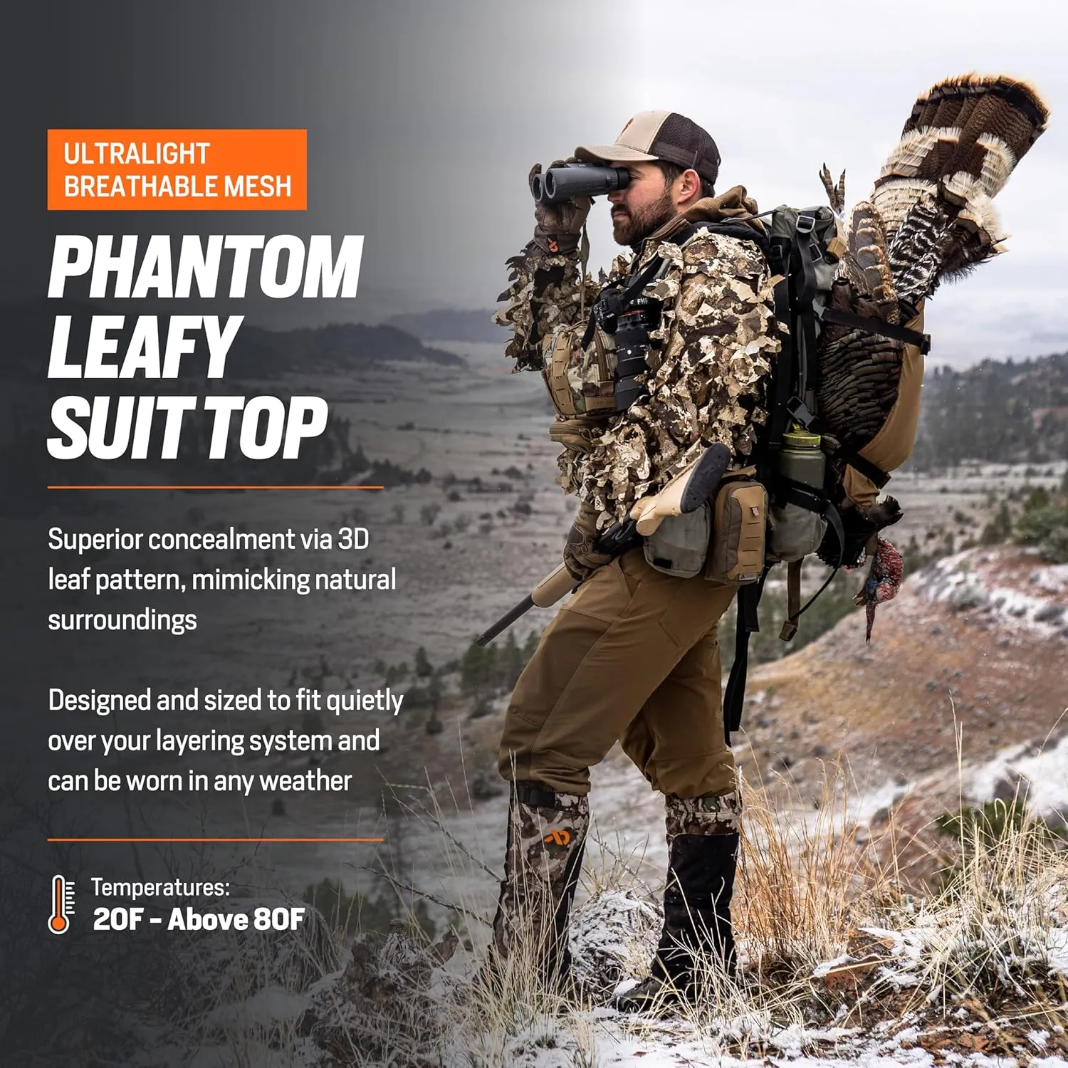 First Lite Men's Phantom Leafy Suit Top - Ultralight Mesh Camo Hunting Jacket
