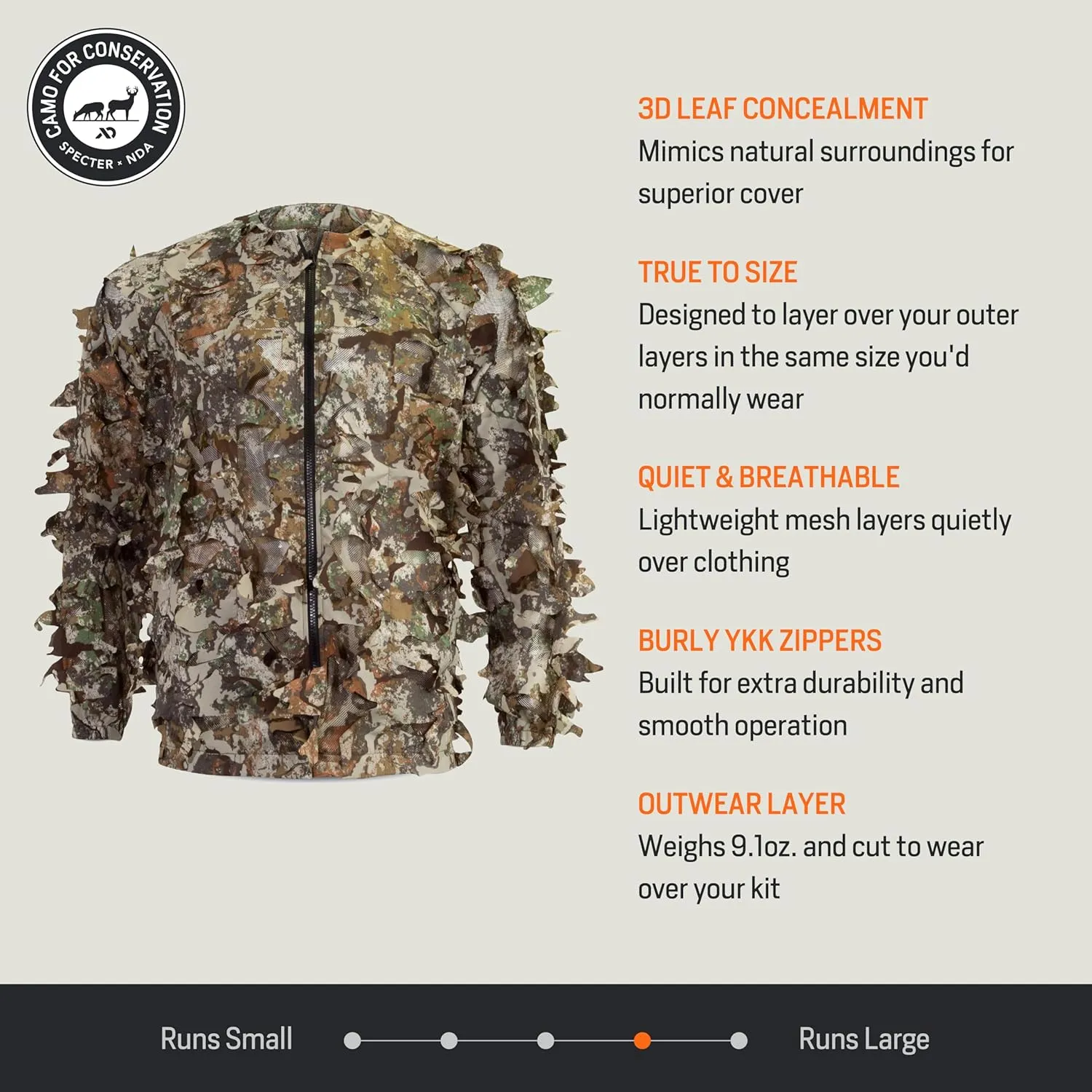First Lite Men's Phantom Leafy Suit Top - Ultralight Mesh Camo Hunting Jacket
