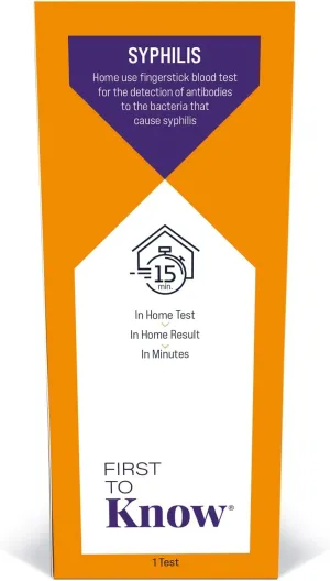 First To Know® Syphilis Test, in Home Fingerstick Blood Test with in Home Result in 15 Minutes, Discrete, Lab Accurate Testing (1 Test)