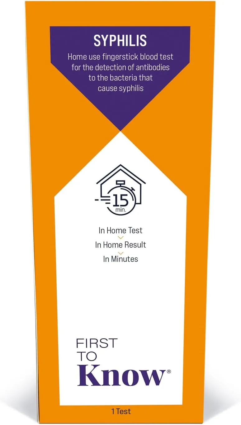 First To Know® Syphilis Test, in Home Fingerstick Blood Test with in Home Result in 15 Minutes, Discrete, Lab Accurate Testing (1 Test)