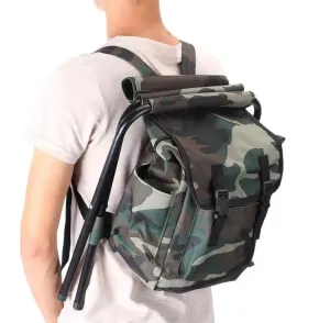 Fishing Chair Foldable Backpack Camouflage Oxford Cloth Metal Tube Portable Equipment  Large Capacity Portable Foldable Stool