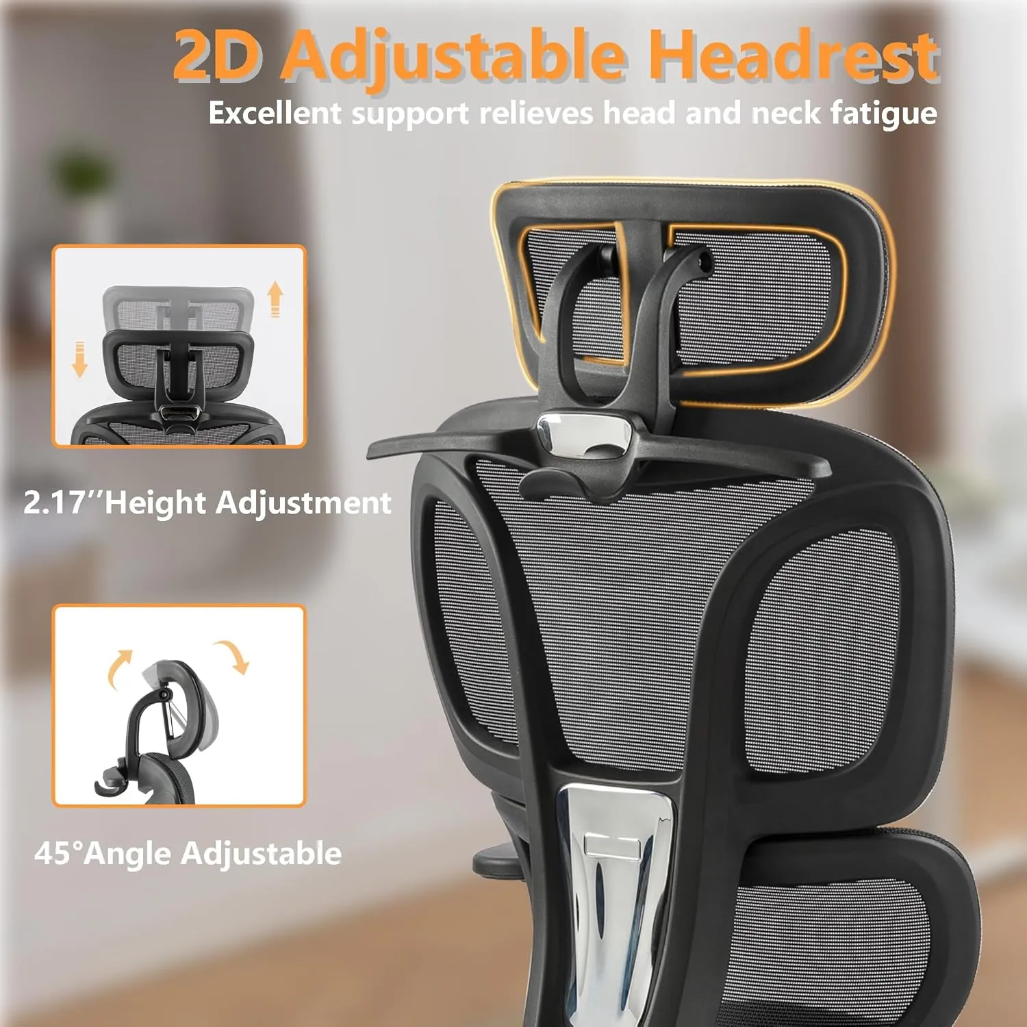 FLEXISPOT Big and Tall Mesh Office Chair, Computer Desk Chair Adjustable Swivel Chair with Footrest Lumbar Support Headrest and 360°Rotation for Home Office, Black Mesh 1