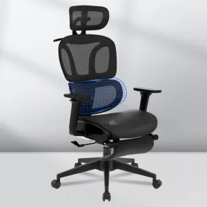 FLEXISPOT Big and Tall Mesh Office Chair, Computer Desk Chair Adjustable Swivel Chair with Footrest Lumbar Support Headrest and 360°Rotation for Home Office, Black Mesh 1