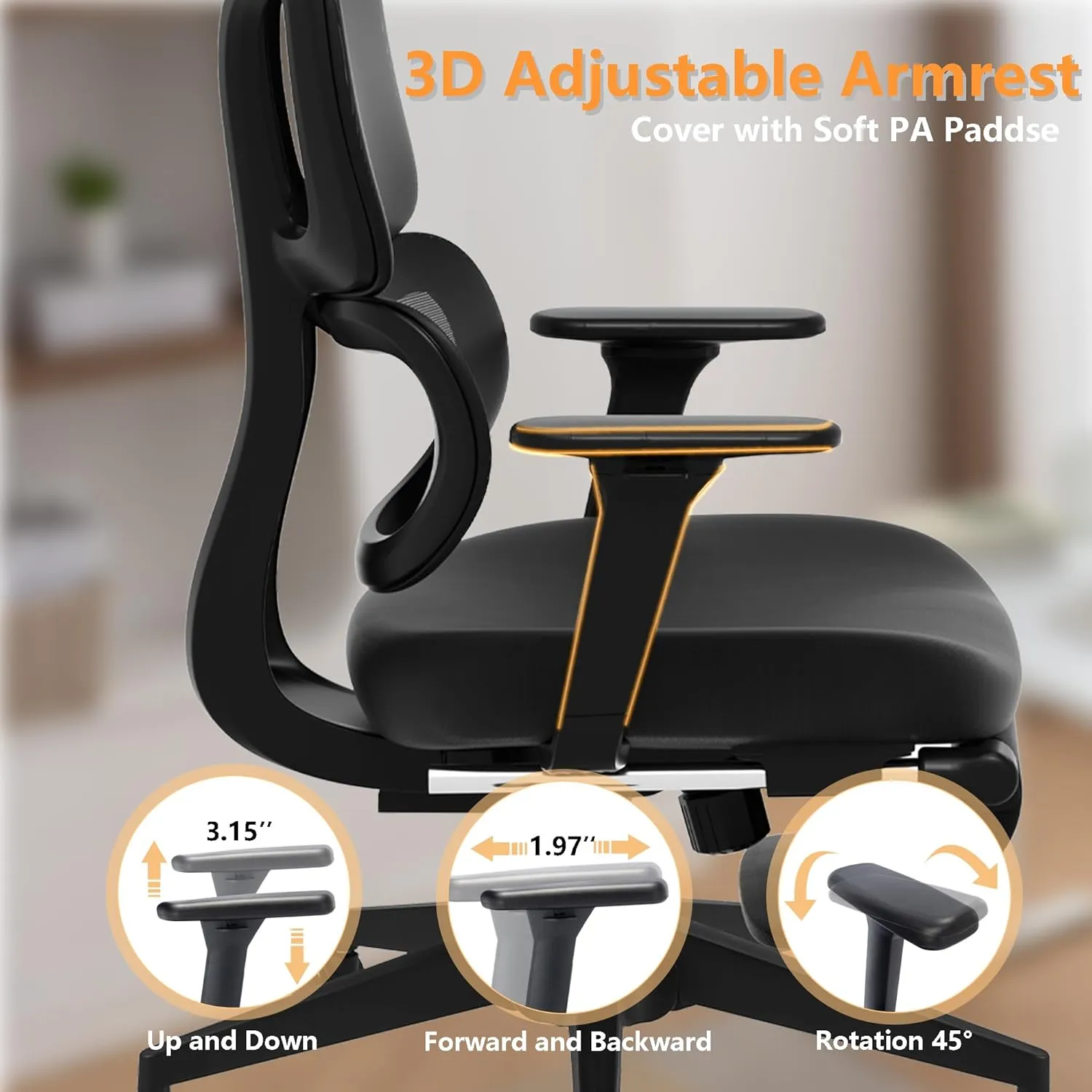 FLEXISPOT Big and Tall Mesh Office Chair, Computer Desk Chair Adjustable Swivel Chair with Footrest Lumbar Support Headrest and 360°Rotation for Home Office, Black Mesh 1