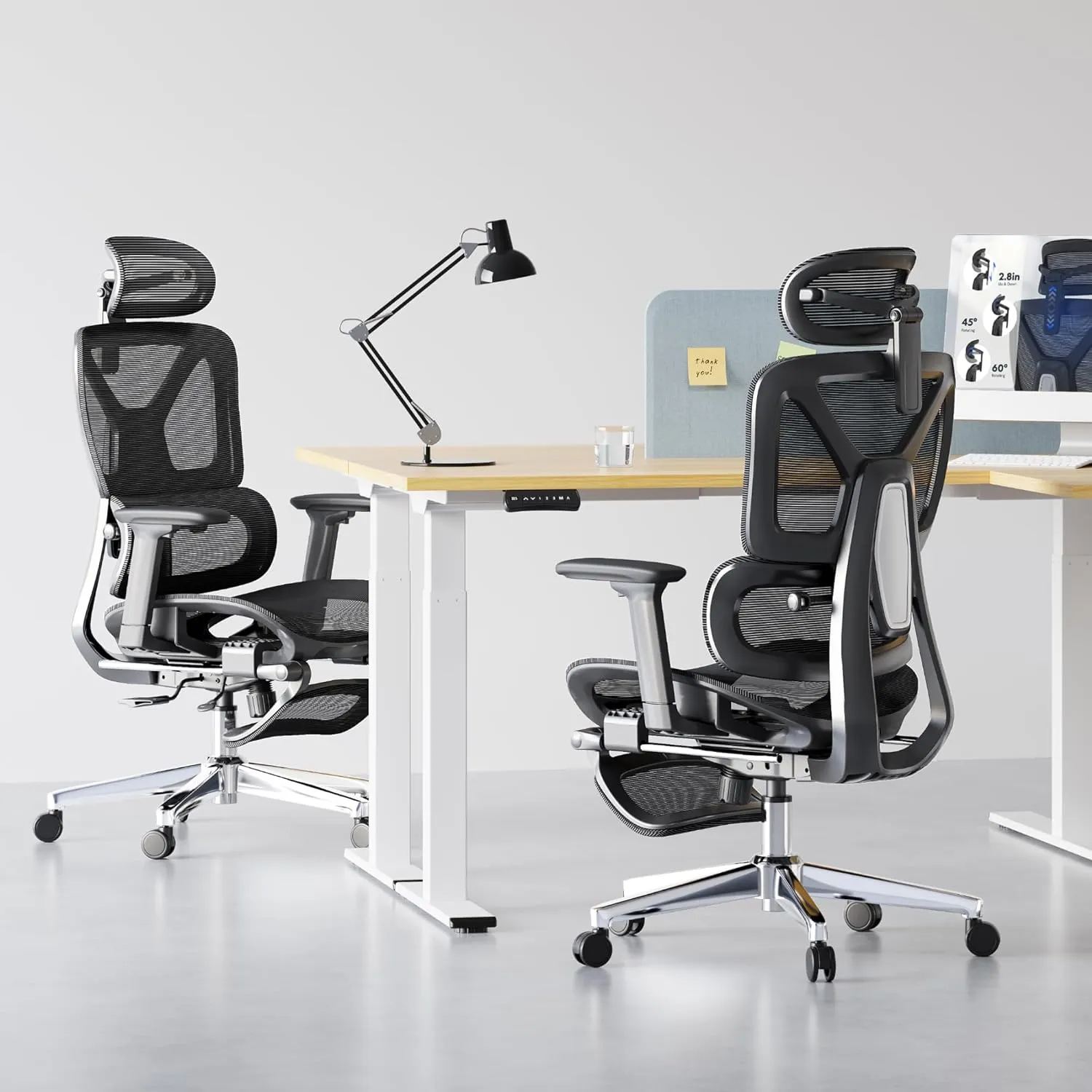 FLEXISPOT ErgoX Premium Ergonomic Office Chair with Footrest- Adjustable 3D Armrests, Dynamic Lumbar Support, Recline & Tilt Function, Mesh Seat, for Home & Office Use,Black