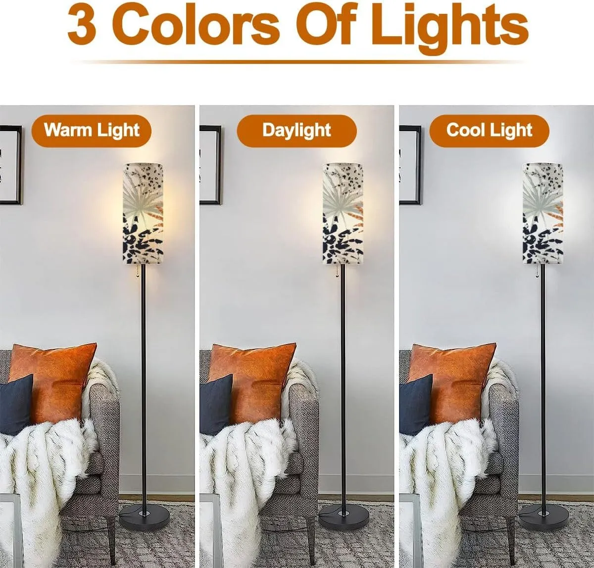 Floor Lamp for Living Room Abstract palm leaves filled animal print Modern trendy tropical Modern Standing Lamp Remote Control Dimmable Pole Lamp Corner Tall Lamp for Office Bedroom Reading