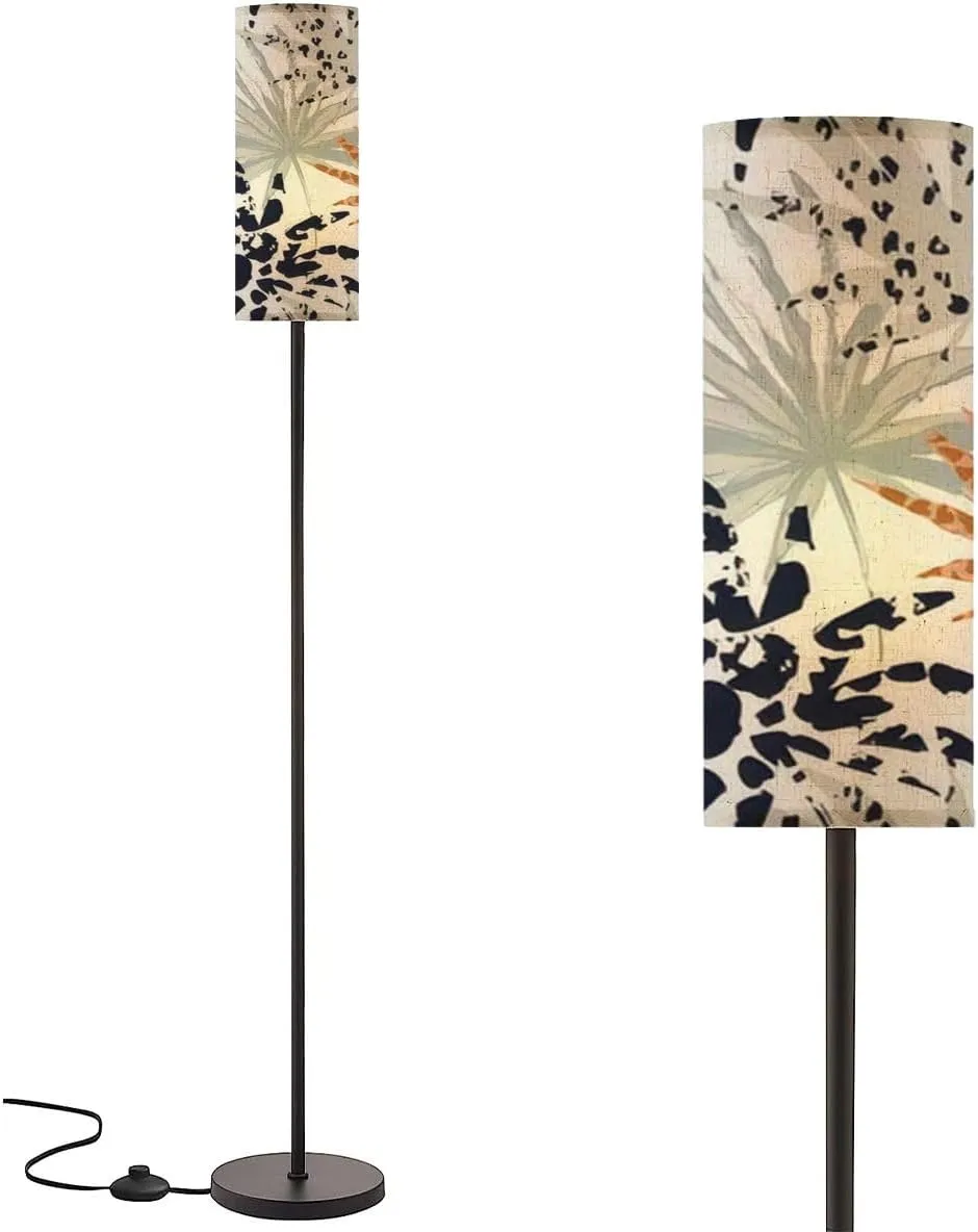 Floor Lamp for Living Room Abstract palm leaves filled animal print Modern trendy tropical Modern Standing Lamp Remote Control Dimmable Pole Lamp Corner Tall Lamp for Office Bedroom Reading
