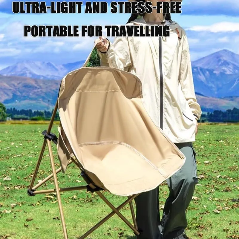 Folding Camping Chair, Portable Leisure Chair, Comfortable Collapsible Lawn Chair, Lightweight Oxford Cloth Beach Chair with Handbag(Green)