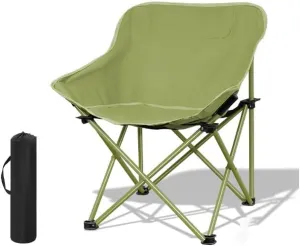 Folding Camping Chair, Portable Leisure Chair, Comfortable Collapsible Lawn Chair, Lightweight Oxford Cloth Beach Chair with Handbag(Green)