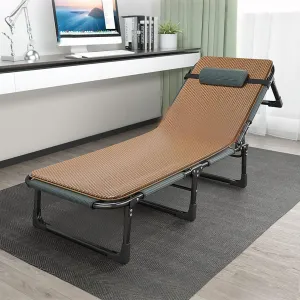 Folding Camping Cot 4-Angle Adjustable Portable Outdoor Sleeping Bed with Mattress Steel Frame Lounge Chair for Living Room Office Hospital(191x72x28cm)
