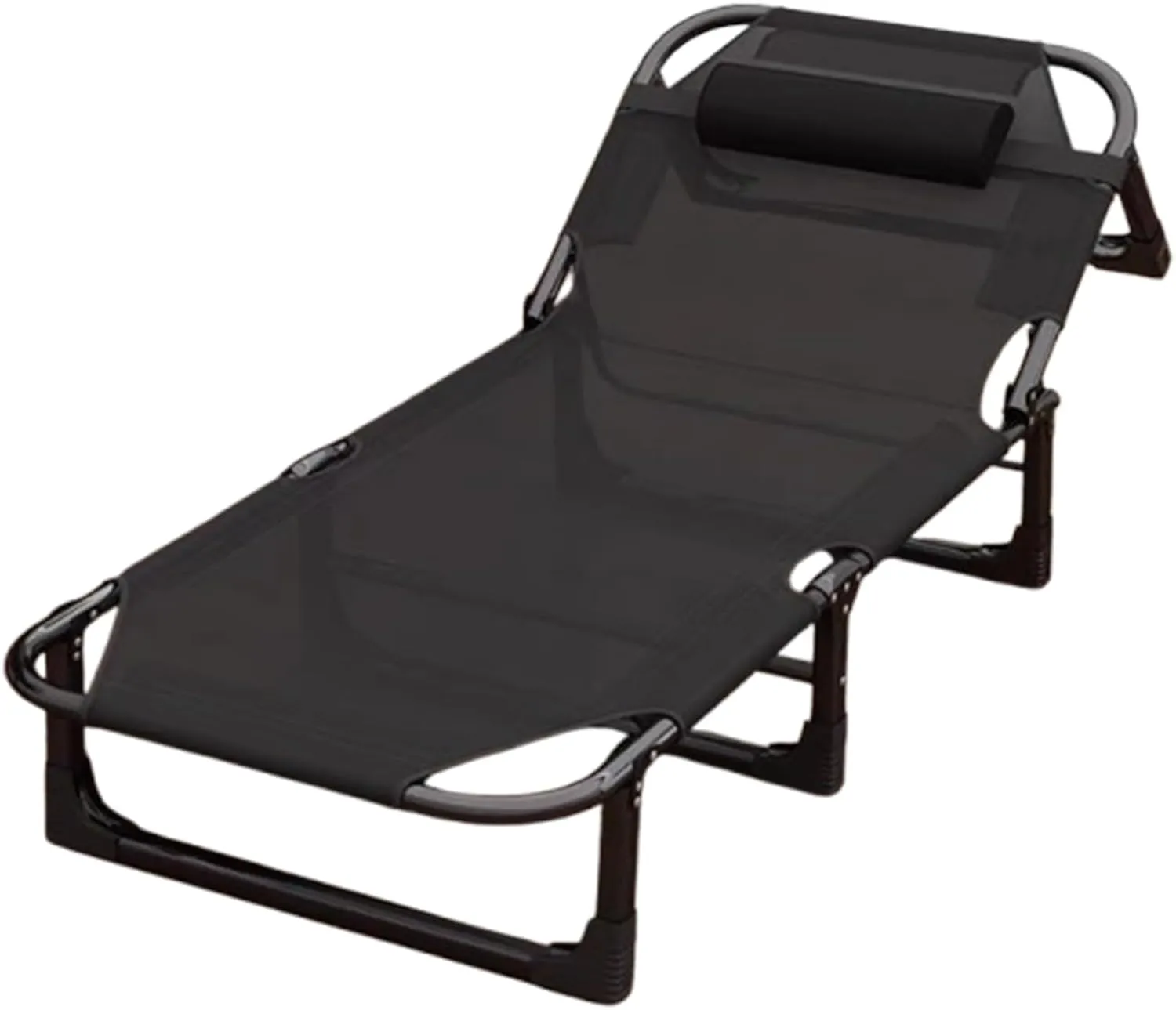 Folding Guest Chaise Lounge Bed, Breathable Polyester Mesh with Pillow, Portable Ergonomic Recliner Chair, No Assembly, for Home Office, Outdoor Camping(190 * 68 * 28cm)