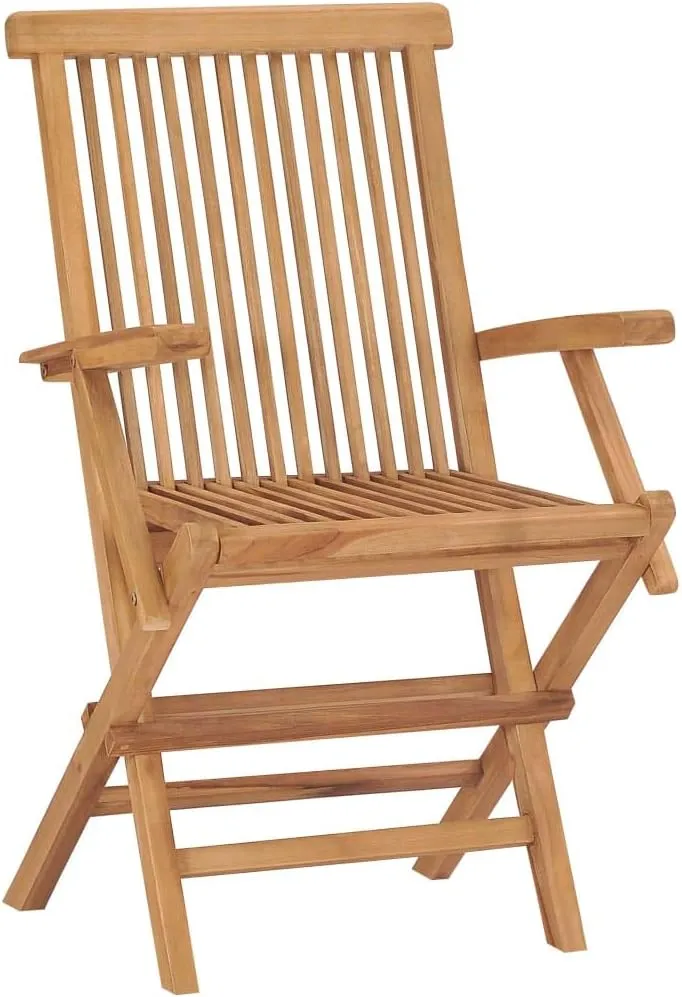 Folding Patio Chairs 2 Pack Solid Teak Wood Outdoor Furniture for Pool Beach Camping Lounge Foldable Garden Chairs with Smooth Finish
