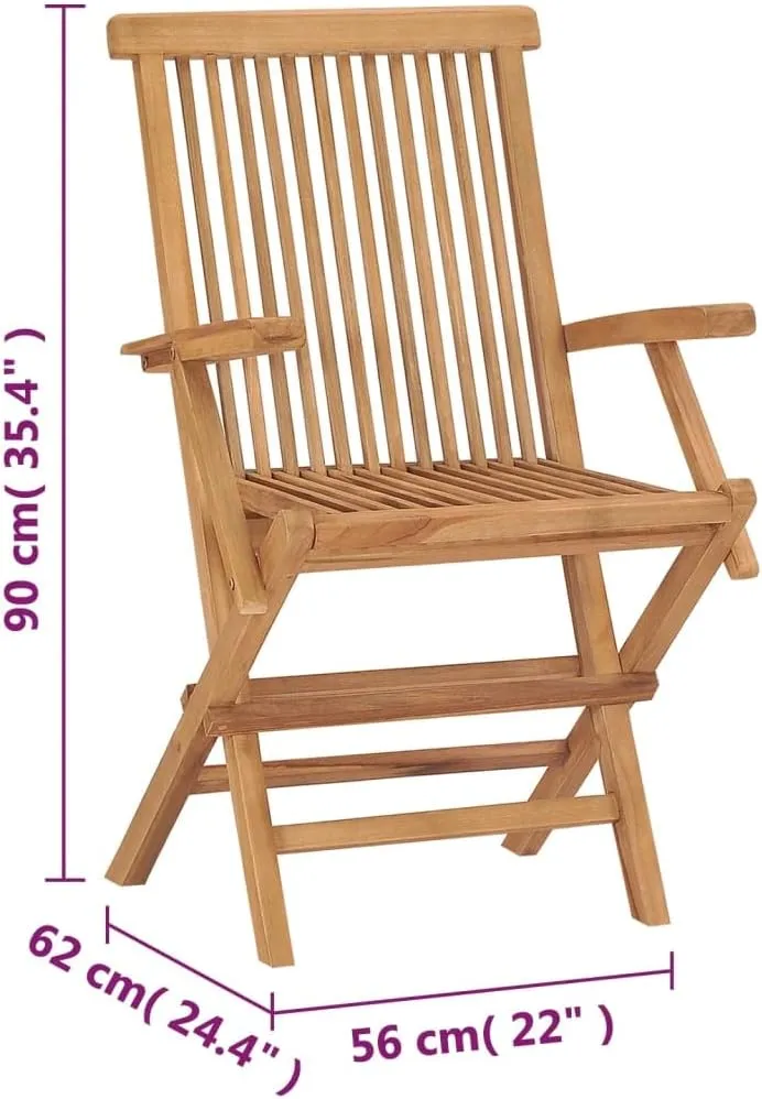 Folding Patio Chairs 2 Pack Solid Teak Wood Outdoor Furniture for Pool Beach Camping Lounge Foldable Garden Chairs with Smooth Finish