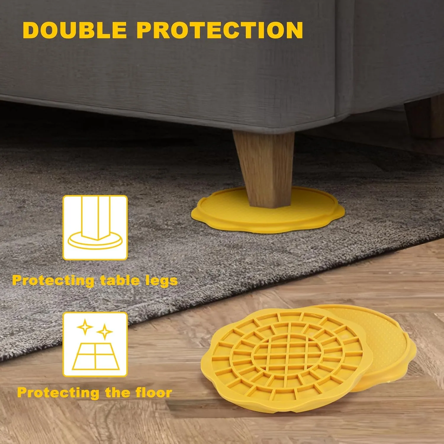 Furniture Pads for Camping Chairs Anti-Sinking Outdoor Furniture Cups Chair Leg Protectors for Sand, Lawn or Soft Ground (8, Yellow, 5.35 in)
