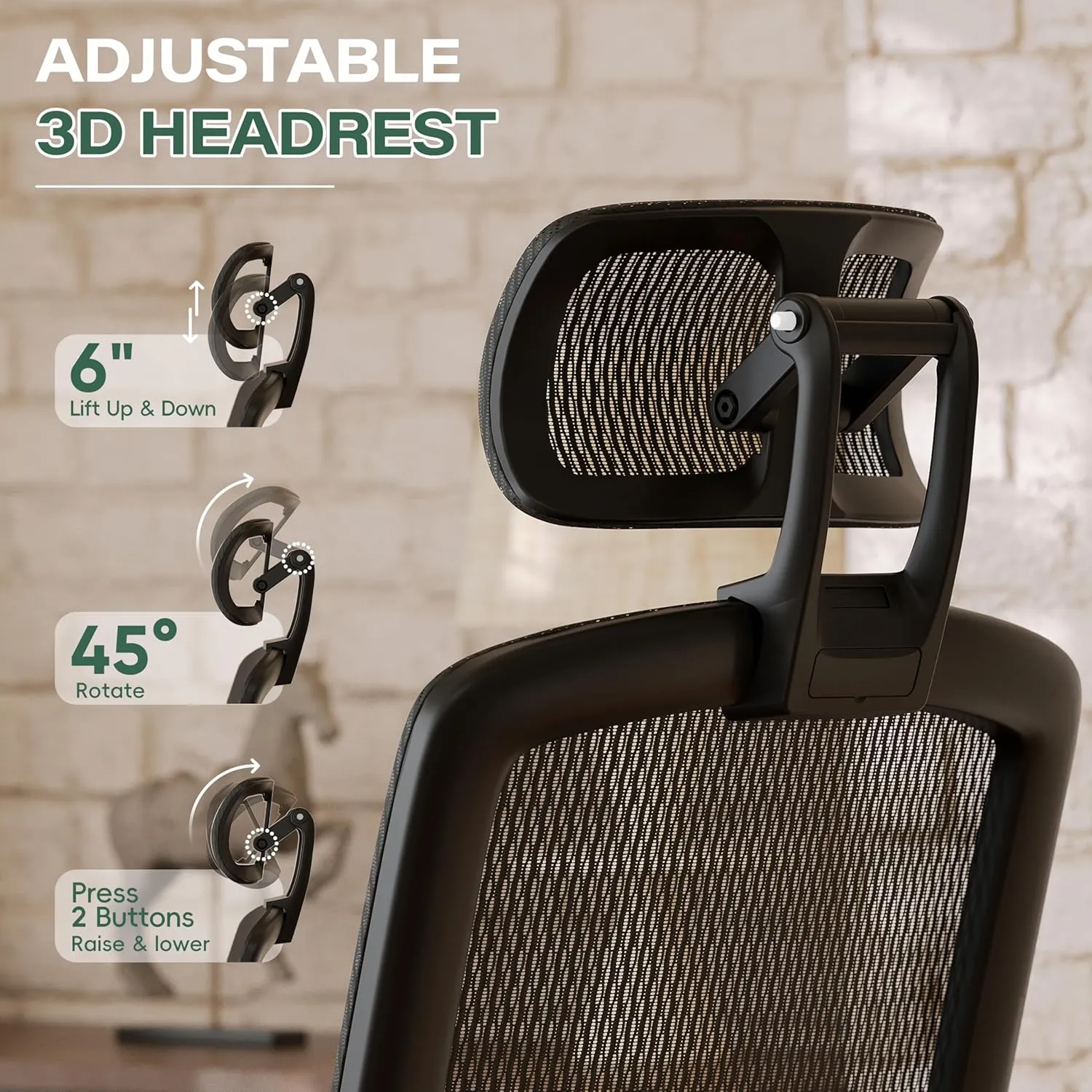 GABRYLLY Ergonomic Office Chair with Footrest, High Back Home Desk Chair - 3D Headrest, Flip-Up Arms, 135° Tilt and Wide Cushion, Heavy Duty Mesh Chairs for Task Computer Gaming,GYB01-FT
