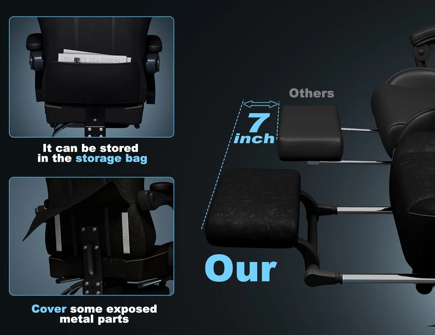 Gaming Chair Breathable Leather with Pocket Spring Cushion,Wide and High Ergonomic Office Chair with Headrest,Computer Gaming Chair with Footrest for Adult and Teen,Black
