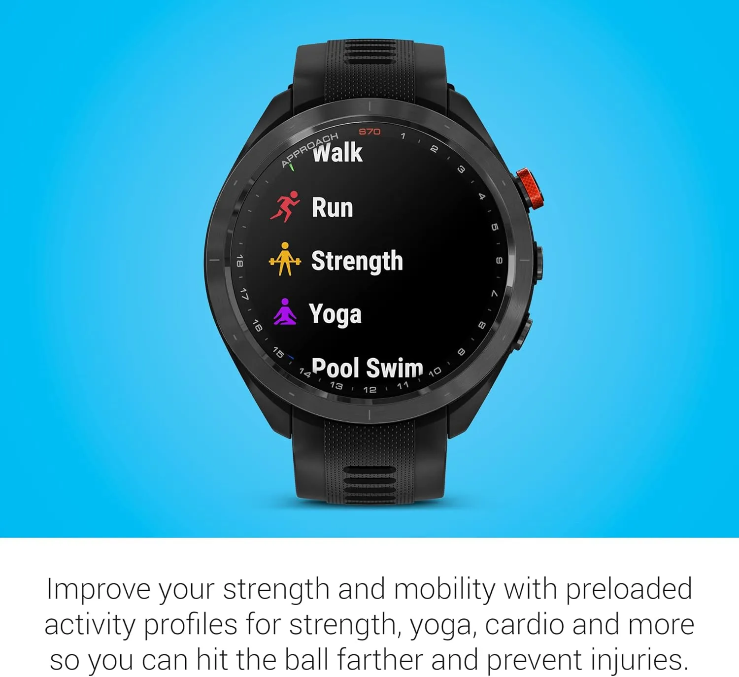 Garmin Approach S70 Golf Smartwatch | AMOLED Display | Shot Execution/Putt Alignment | Golfing System with Approach CT10 Full Kit, Club Tracking System (14 Sensors) and Signature Stand Power Bundle