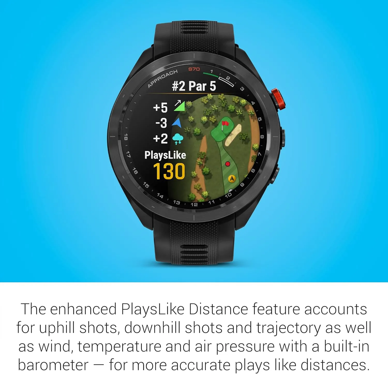 Garmin Approach S70 Golf Smartwatch | AMOLED Display | Shot Execution/Putt Alignment | Golfing System with Approach CT10 Full Kit, Club Tracking System (14 Sensors) and Signature Stand Power Bundle