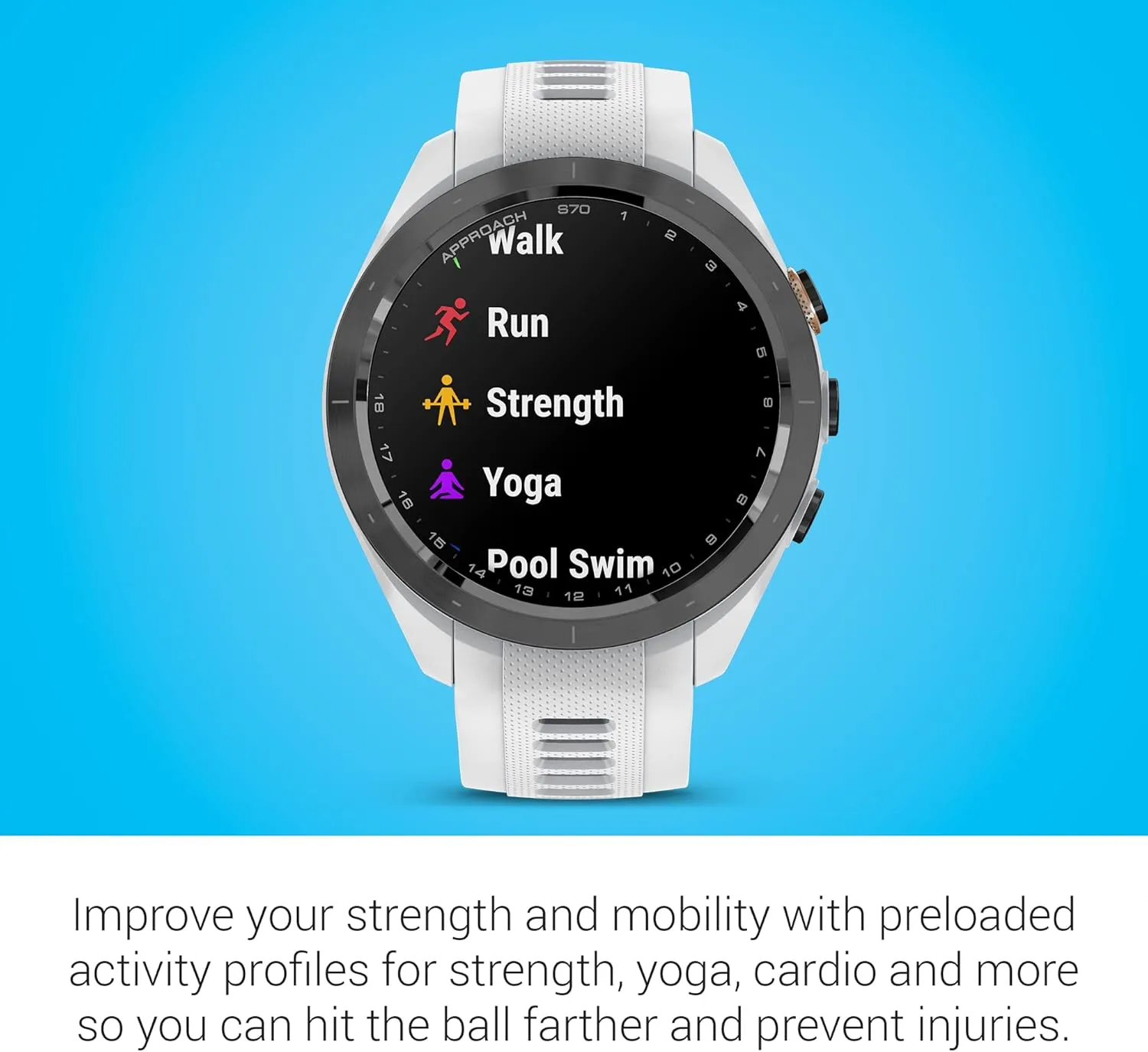 Garmin Approach S70 Golf Smartwatch | AMOLED Display | Shot Execution/Putt Alignment | Golfing System with Approach CT10 Starter Kit, Club Tracking System (3 Sensors) and Signature Stand Power Bundle