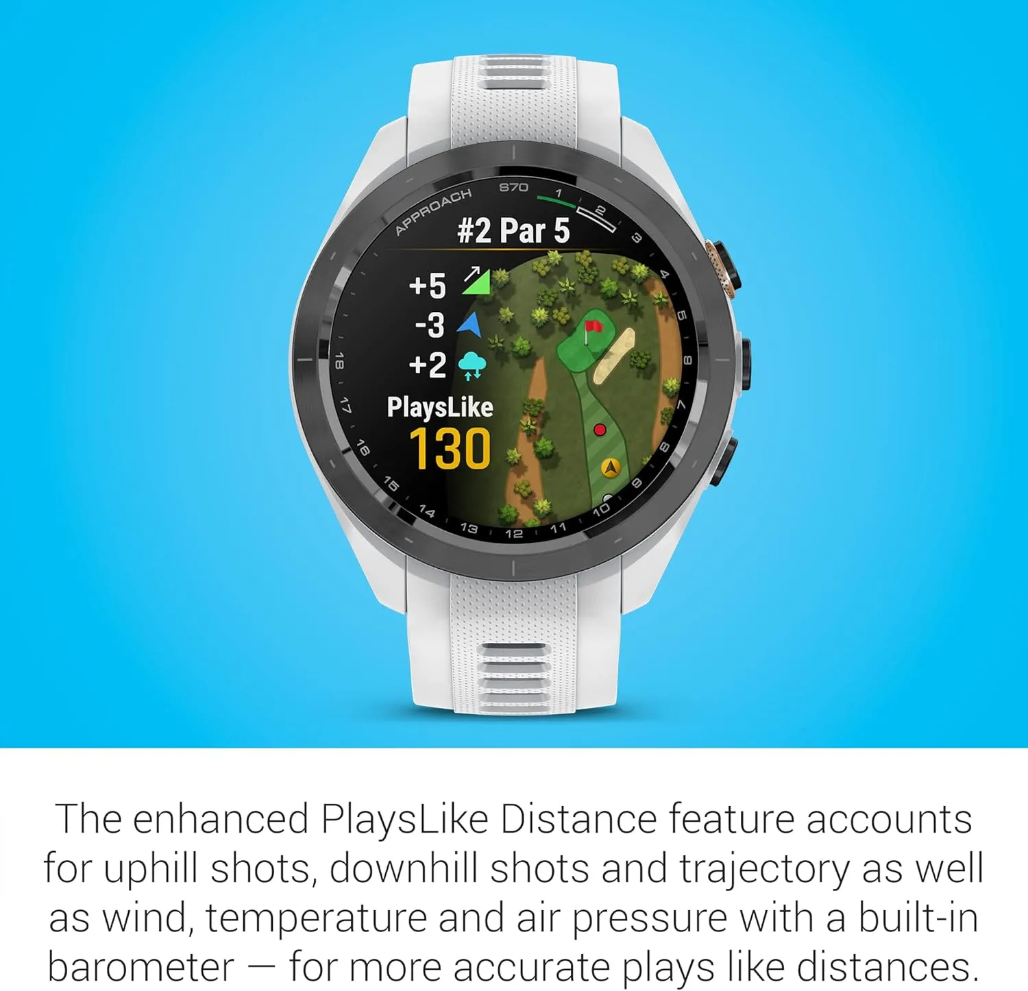Garmin Approach S70 Golf Smartwatch | AMOLED Display | Shot Execution/Putt Alignment | Golfing System with Approach CT10 Starter Kit, Club Tracking System (3 Sensors) and Signature Stand Power Bundle