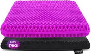 Gel Seat Cushion for Long Sitting, Extra Thick Gel Cushion for Wheelchair Soft Chair Pads Cushion for Office Home Chairs Car Seats Long Trips - Back Sciatica Hip Tailbone Pain Relief Cushion (Violet)