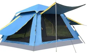 GeRRiT 3-4 Person Pop Up Tent Automatic Instant Camping Tent Quick Opening Waterproof Outdoor Tent 4 Season Travel Tent with Carry Bag for Hiking, Traveling or Beach, 5, Sky Blue