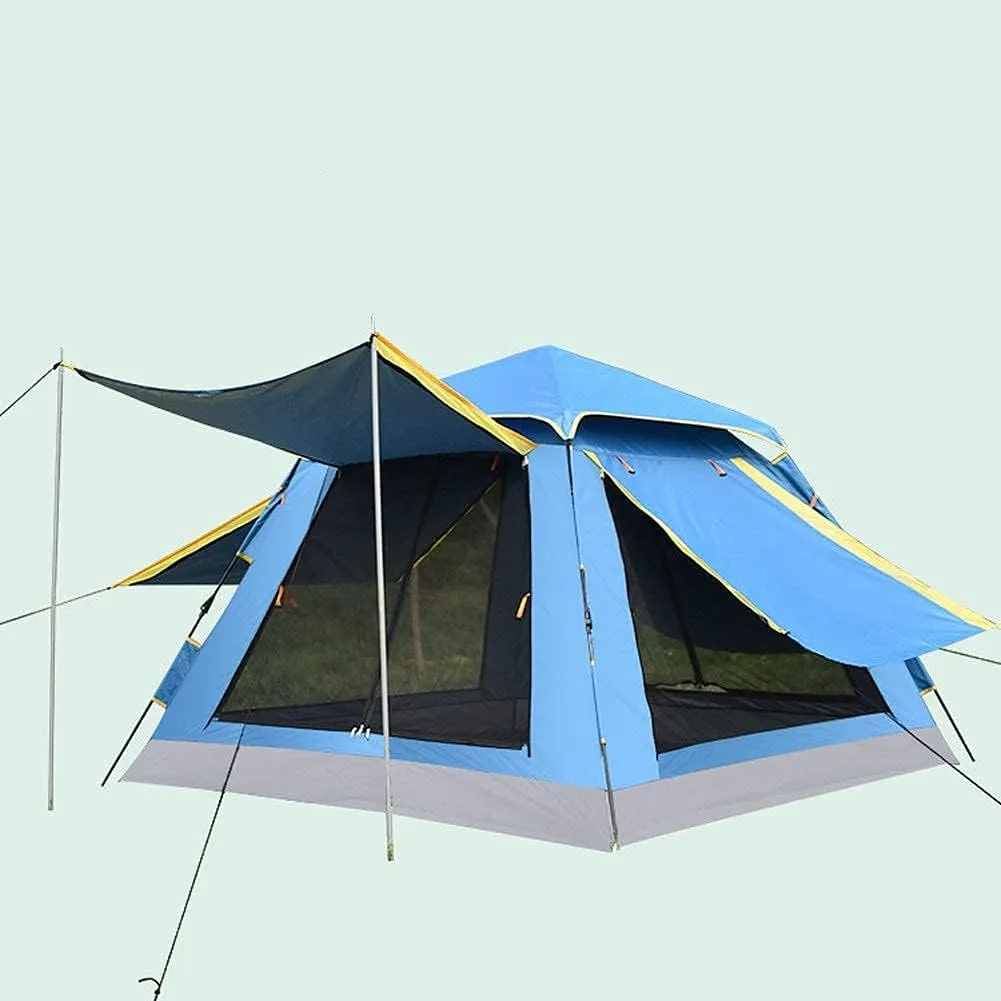 GeRRiT 3-4 Person Pop Up Tent Automatic Instant Camping Tent Quick Opening Waterproof Outdoor Tent 4 Season Travel Tent with Carry Bag for Hiking, Traveling or Beach, 5, Sky Blue