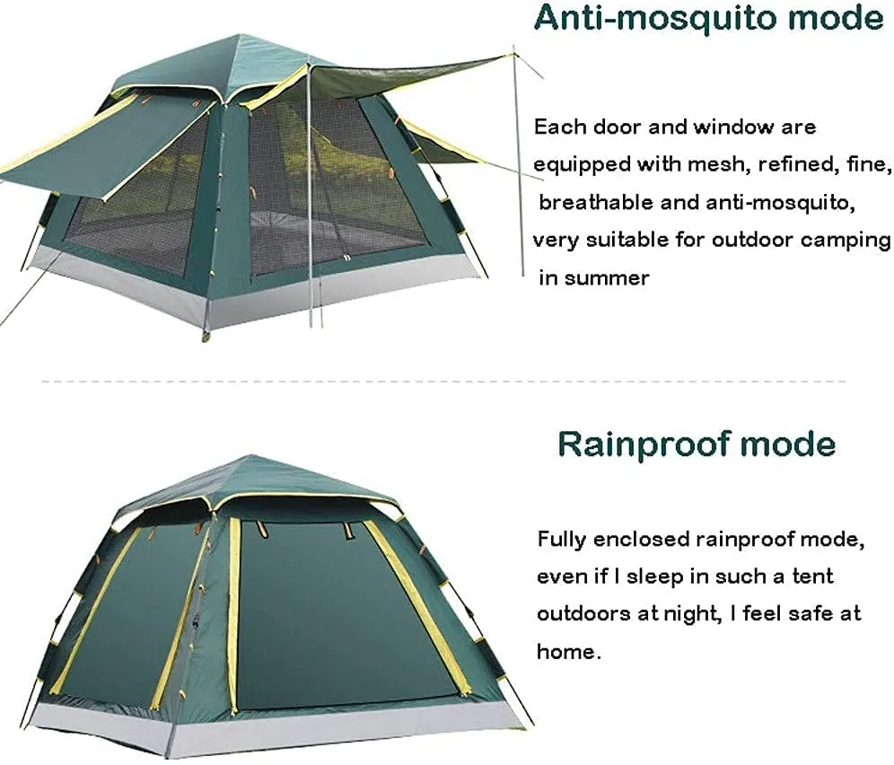 GeRRiT 3-4 Person Pop Up Tent Automatic Instant Camping Tent Quick Opening Waterproof Outdoor Tent 4 Season Travel Tent with Carry Bag for Hiking, Traveling or Beach, 5, Sky Blue