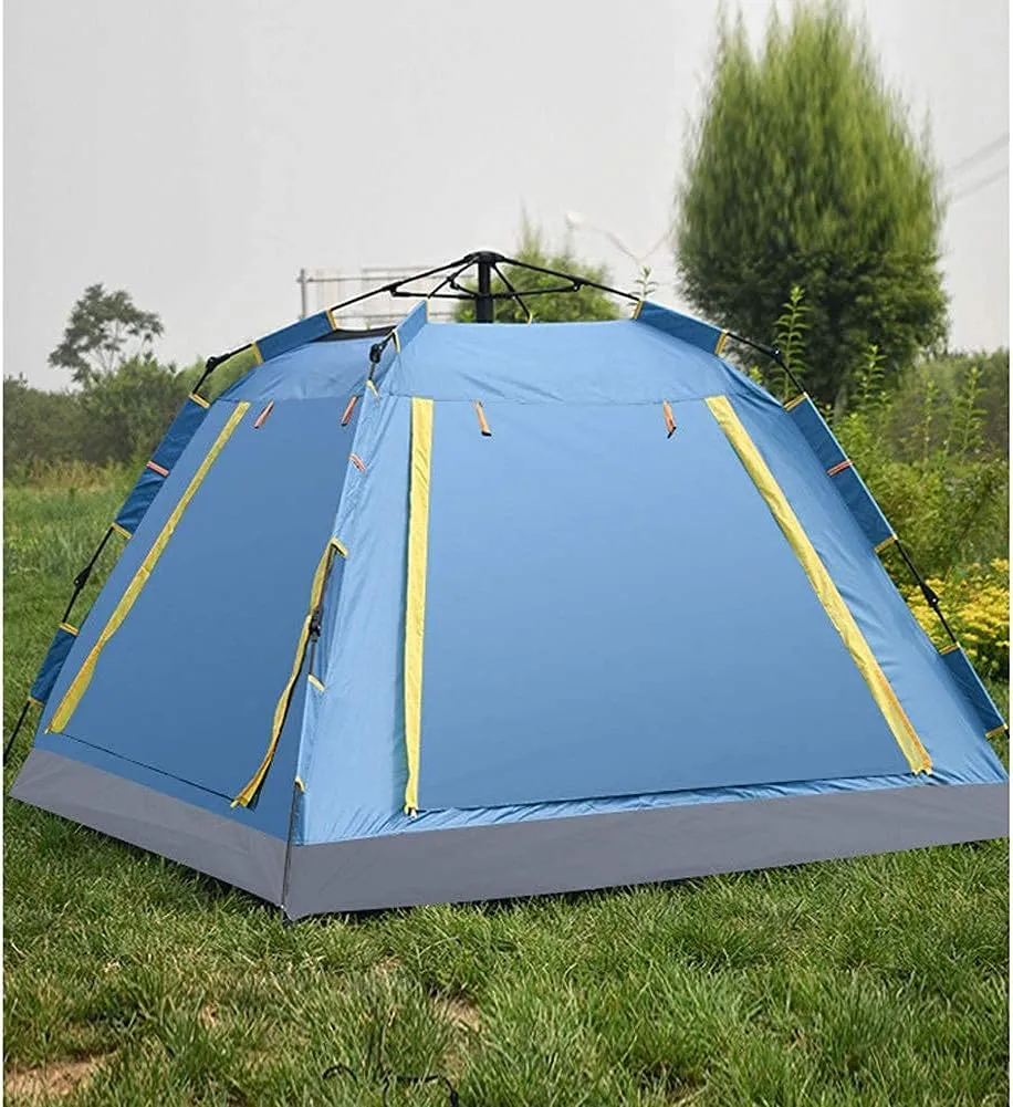 GeRRiT 3-4 Person Pop Up Tent Automatic Instant Camping Tent Quick Opening Waterproof Outdoor Tent 4 Season Travel Tent with Carry Bag for Hiking, Traveling or Beach, 5, Sky Blue