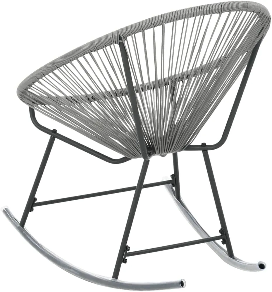 Gray Poly Rattan Outdoor Rocking Moon Chair - Stylish Patio Furniture for Garden, Deck, and Backyard Relaxation