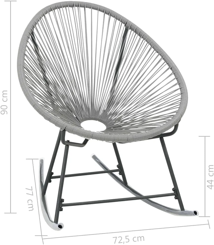 Gray Poly Rattan Outdoor Rocking Moon Chair - Stylish Patio Furniture for Garden, Deck, and Backyard Relaxation