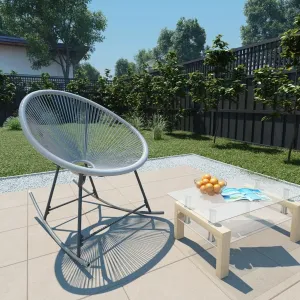 Gray Poly Rattan Outdoor Rocking Moon Chair - Stylish Patio Furniture for Garden, Deck, and Backyard Relaxation