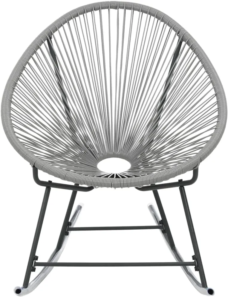Gray Poly Rattan Outdoor Rocking Moon Chair - Stylish Patio Furniture for Garden, Deck, and Backyard Relaxation