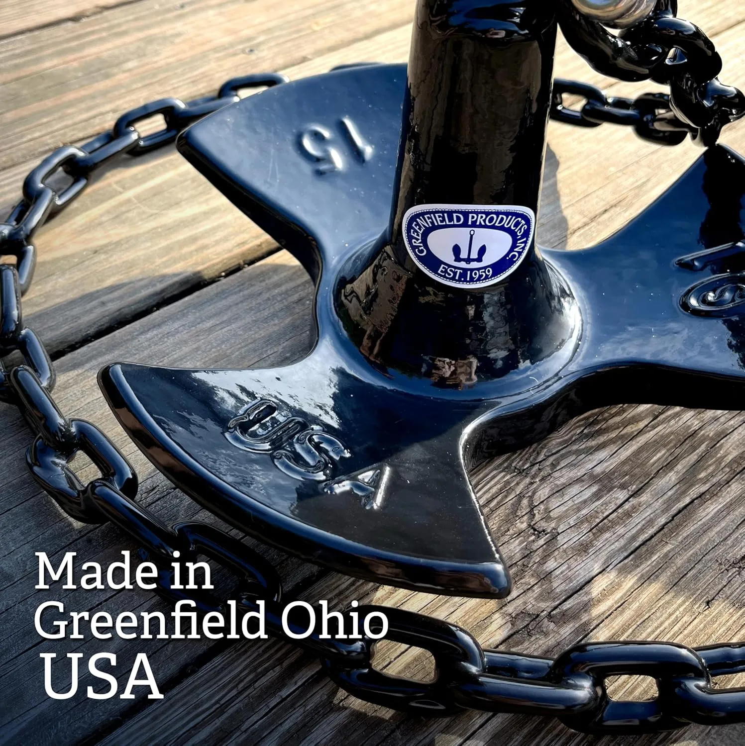 Greenfield Complete River Anchor Kit, USA-Made. Includes Coated Boat Anchor, Poly Coated Anchor Chain, 100 ft Anchor Line, and Shackles. Best for Lakes and Rivers.