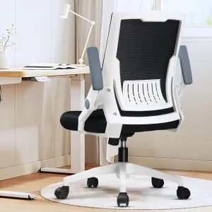 GTRACING Ergonomic Office Chair with Flip-up Armrests Executive Computer Chair for Home Office, Breathable Mesh & Adaptive Lumbar Support, White