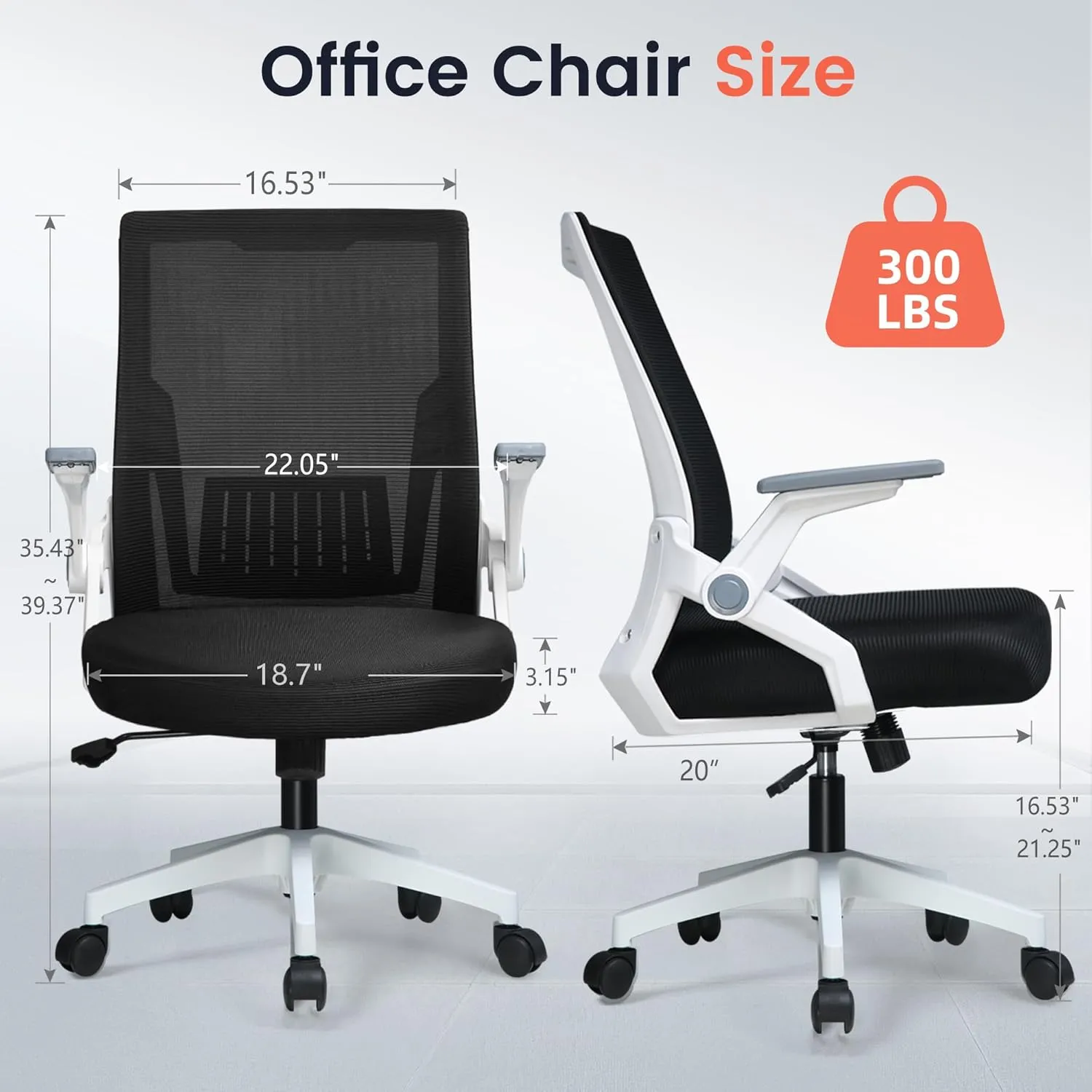 GTRACING Ergonomic Office Chair with Flip-up Armrests Executive Computer Chair for Home Office, Breathable Mesh & Adaptive Lumbar Support, White