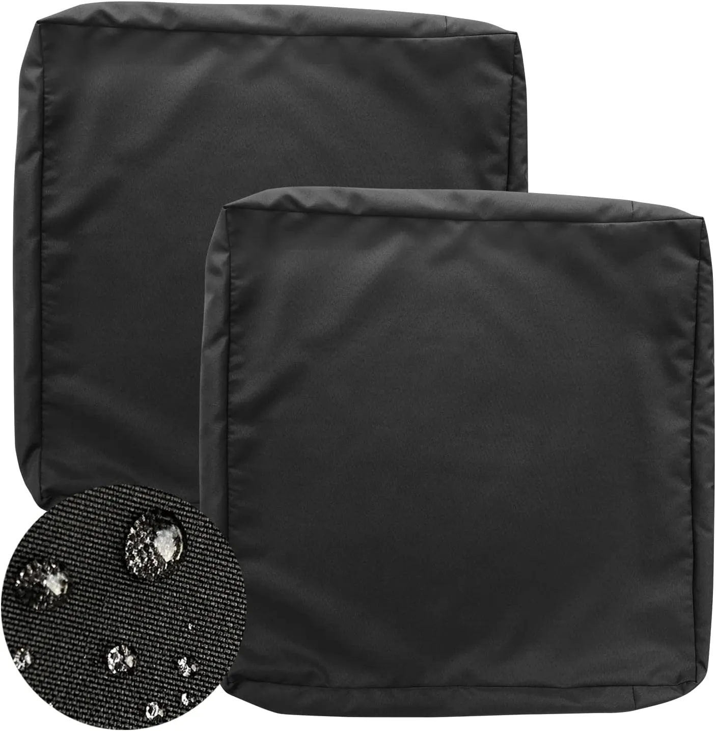 GUEGLSA Outdoor Replacement Cushion Covers 24x24x5 inch, Waterproof Patio Cushion Slipcovers, Chair Cushion Slip Cover, Set of 2, Black