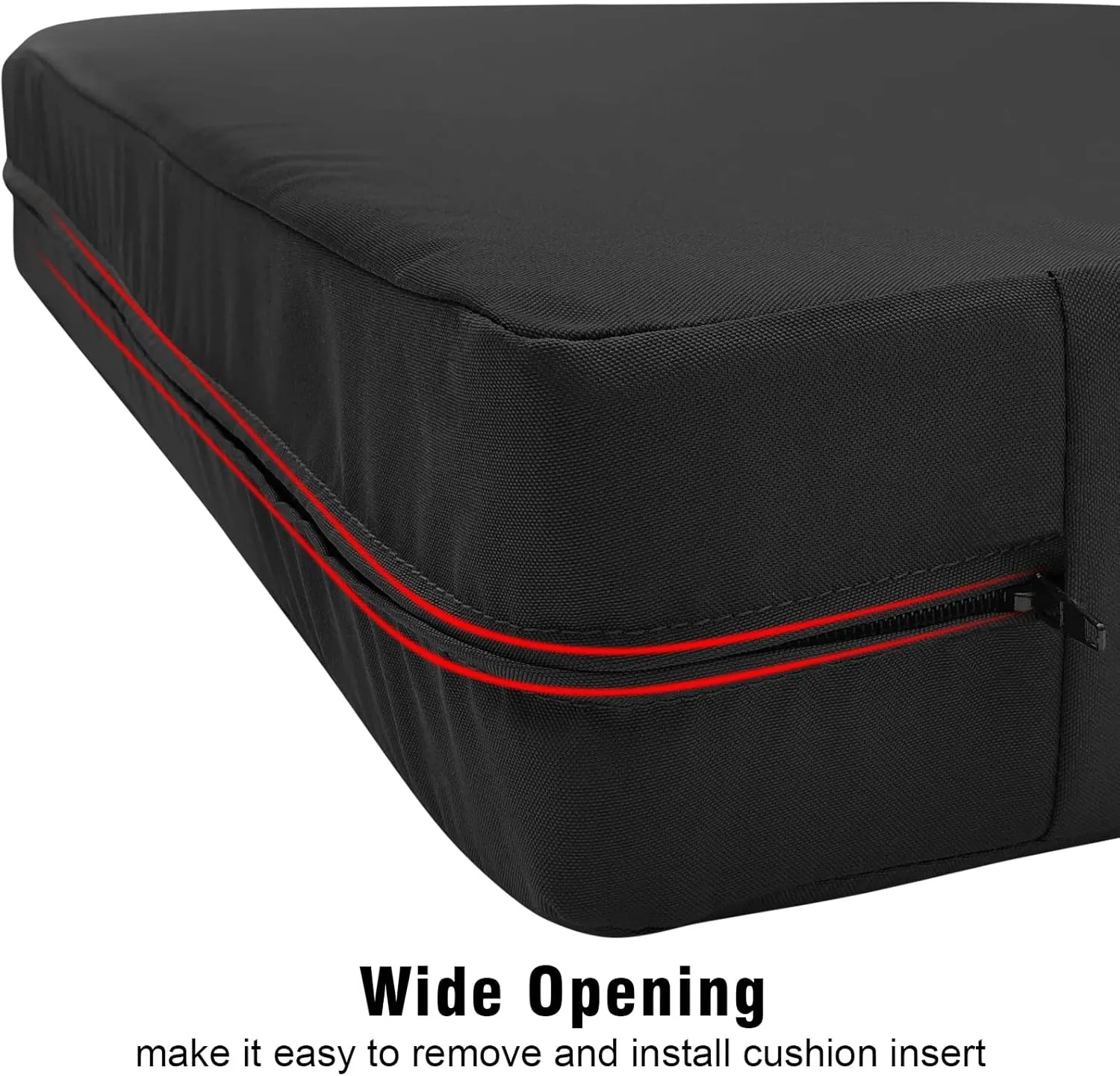 GUEGLSA Outdoor Replacement Cushion Covers 24x24x5 inch, Waterproof Patio Cushion Slipcovers, Chair Cushion Slip Cover, Set of 2, Black