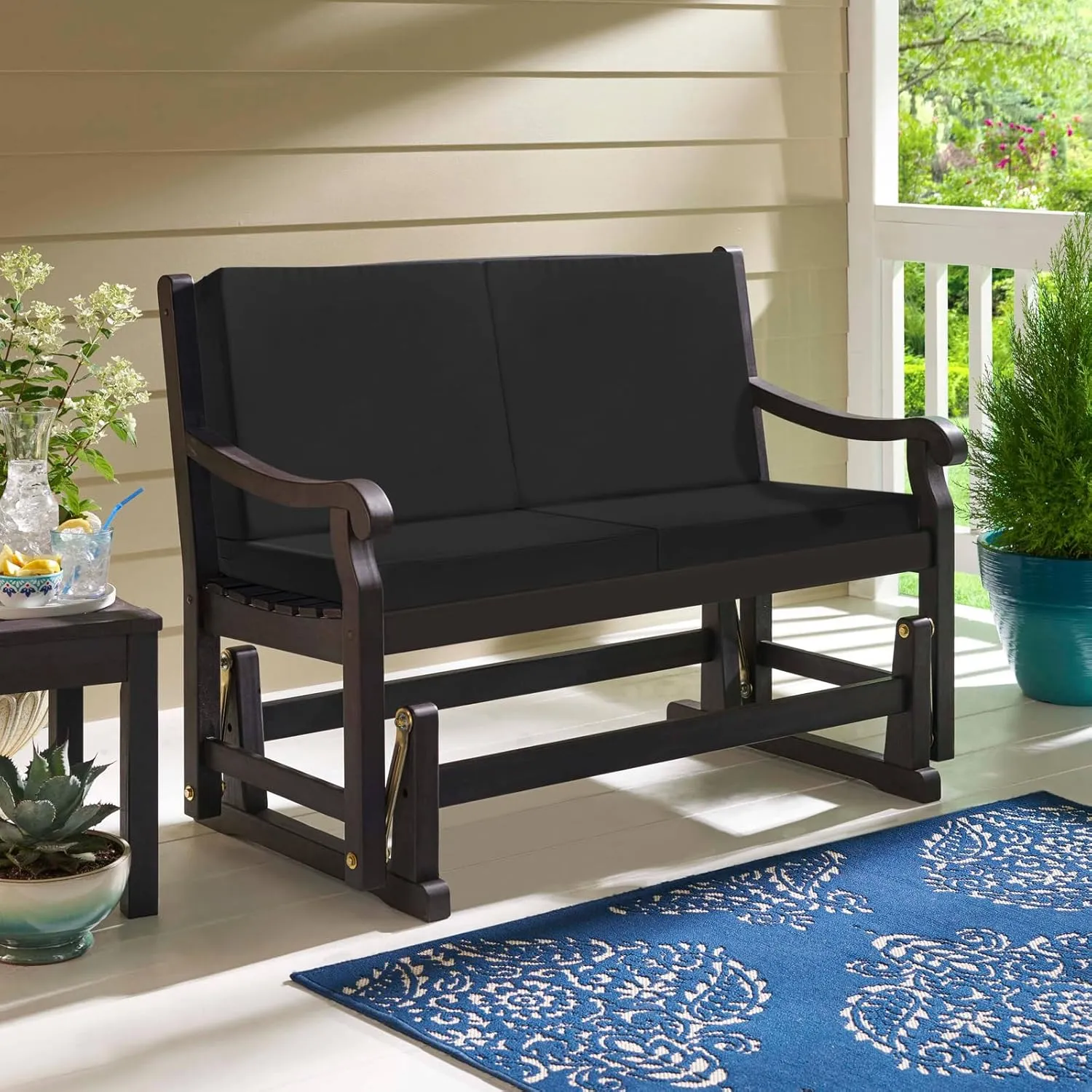 GUEGLSA Outdoor Replacement Cushion Covers 24x24x5 inch, Waterproof Patio Cushion Slipcovers, Chair Cushion Slip Cover, Set of 2, Black
