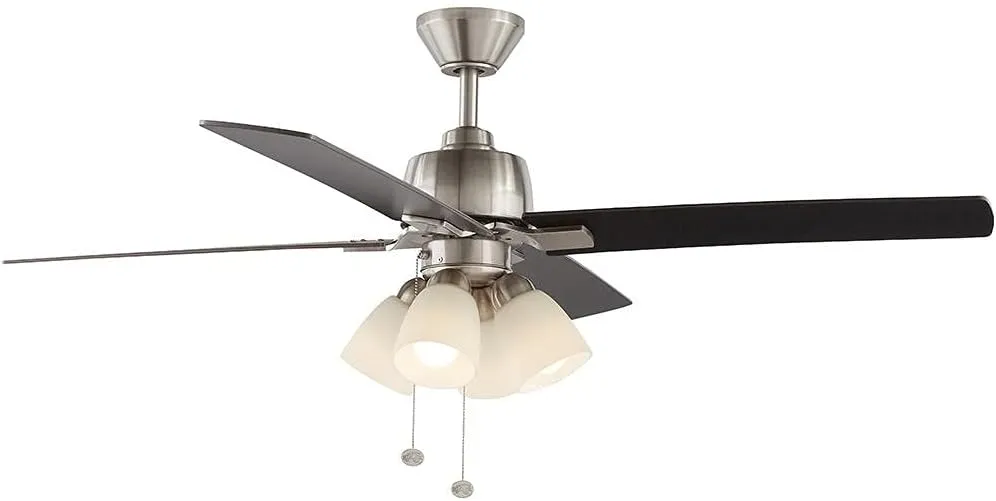 Hampton Bay Malone 54 in. LED Brushed Nickel Ceiling Fan with Light Kit 59254